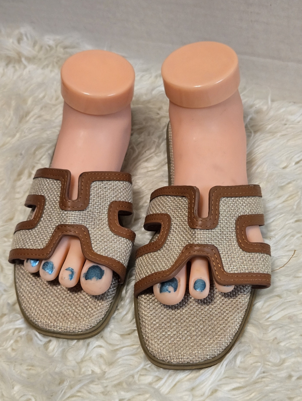 Casual Brown & Beige Slide Sandals - Women - Picture 3 of 10